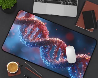 Red DNA Strand Desk Mat, Genetics Mouse Pad, Unique Gift for Nurses, Lab Tech, Medical Office Decor, Home Office Decor, Study Desk Accessory