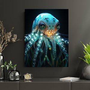 Bioluminescent Water Mite - Matte Poster, Luminous Ocean Life, Gift for Marine Biologist, Students and Teachers, Classroom and Office Decor