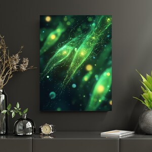 Green Bioluminescent Plankton - Matte Poster, Microscopic Ocean Life Art, Gift for Marine Biologist, Students and Teachers, Office Decor