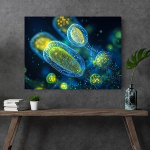 Green Bioluminescent Marine Life - Matte Poster, Microscopic Ocean Life Art, Gift for Marine Biologists, Students and Teachers, Office Decor