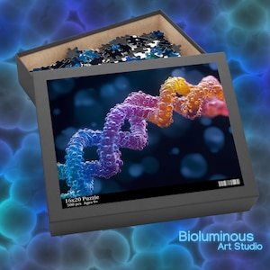 Rainbow DNA Strand Puzzle. Miroscopic Science Art Jigsaw. Challeging Gift for Birthdays, Holidays, Kids and Adults. Fun Family Activity
