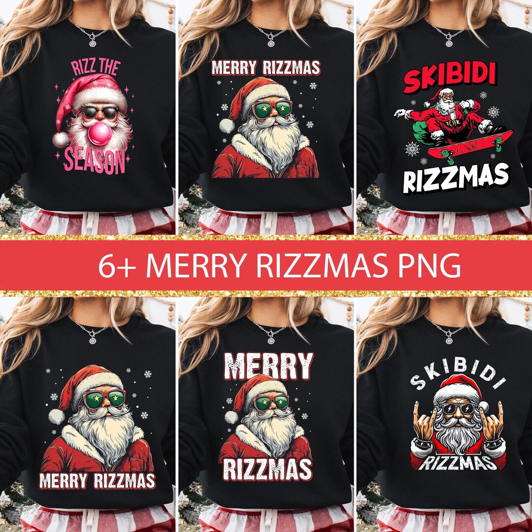 Merry Rizzmas Bundle Png, Retro Funny Christmas Rizz Meme, Funny ...