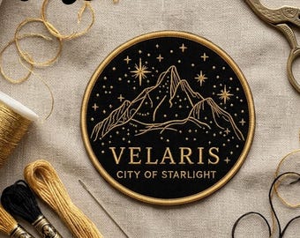 Écusson brodé Velaris City Of Starlight, écusson inspiré d'ACOTAR, écusson livresque cour d'épines et de roses