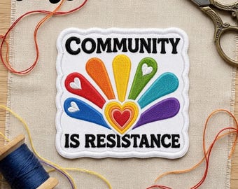 Community Is Resistance Patch LGBTQIA Rights Embroidered Patches Transgender Embroidered Patches Applique for Clothes Hats Backpacks Jeans