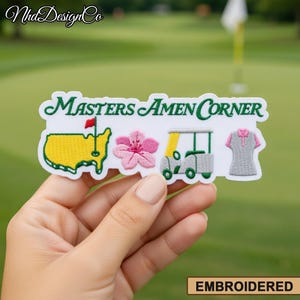 Parche bordado Masters Amen Corner, parche floral de torneo de golf, insignia termoadhesiva o para coser estilo Augusta
