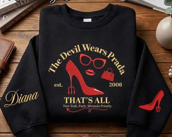 Embroidered  Devil Wears Prada 2 Tee Movie T-Shirt That's All Miranda Priestly,T-Shirt | Red Stiletto Sunglasses Lipstick Design
