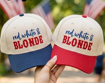 Casquette trucker rouge blanche et blonde brodée : snapback Fourth of July