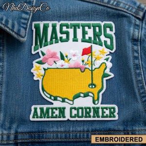 Parche bordado Masters Amen Corner, parche floral de torneo de golf, insignia termoadhesiva o para coser estilo Augusta