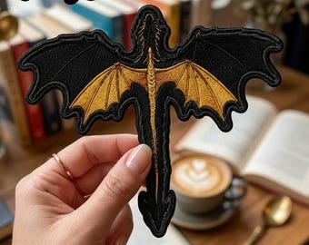 Patch brodé dragon quatrième aile, écusson à repasser Dragon ailé, écusson fantaisie livresque Rebecca Yarros, écusson à coudre sur la veste