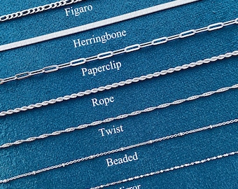 Silver Chain Necklace,Stainless Steel Chain,Rope Dainty Snake Chain Twist Chain Herringbone Necklaces for Women MenWaterproof,Christmas Gift