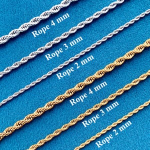 Rope Chain Necklace,Stainless Steel Chain,Rope Chain,2mm,3mm,4mm Rope Chain for Men,Chain for Women,Waterproof Chain,Valentine's Day Gift