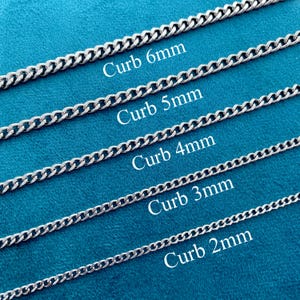 Silver Chain Necklace,Stainless Steel Chain,Curb Link Chain,Cuban Chain for Men, Chain for Women,Waterproof Chain,Christmas Gifts