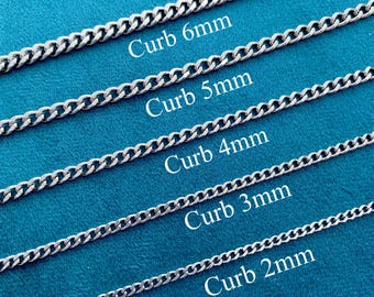 Stainless Steel Chain,Silver Chain Necklace,Curb Link Chain,Cuban Chain for Men, Chain for Women,Waterproof Chain,Christmas Gifts