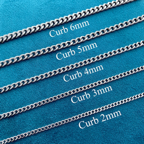 Stainless Steel Chain,Silver Chain Necklace,Curb Link Chain,Cuban Chain for Men, Chain for Women,Waterproof Chain,Christmas Gifts