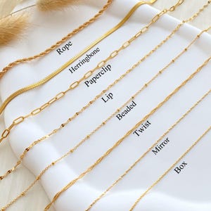 18K Gold Filled Chain Necklace,Rope Chain,Lip Chian,Box Chain,Paperclip Chain,Waterproof Chain,Dainty Chain,Valentine&#39;s Day Gift for Her