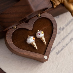 Natürliche Barockperlen Ohrringe, bunte Kristallperlen Ohrstecker, Eistüte Perlenohrringe, Geschenk für sie, Geburtstagsgeschenke, Perlenschmuck