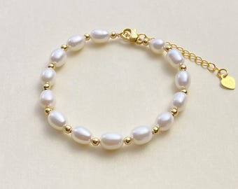 Genuine Freshwater Pearl Bracelet,Gold Bracelets,Bridesmaid Gift,Wedding Bracelets,Beaded Pearl Bracelet,Wedding Bracelet,Gift for Her