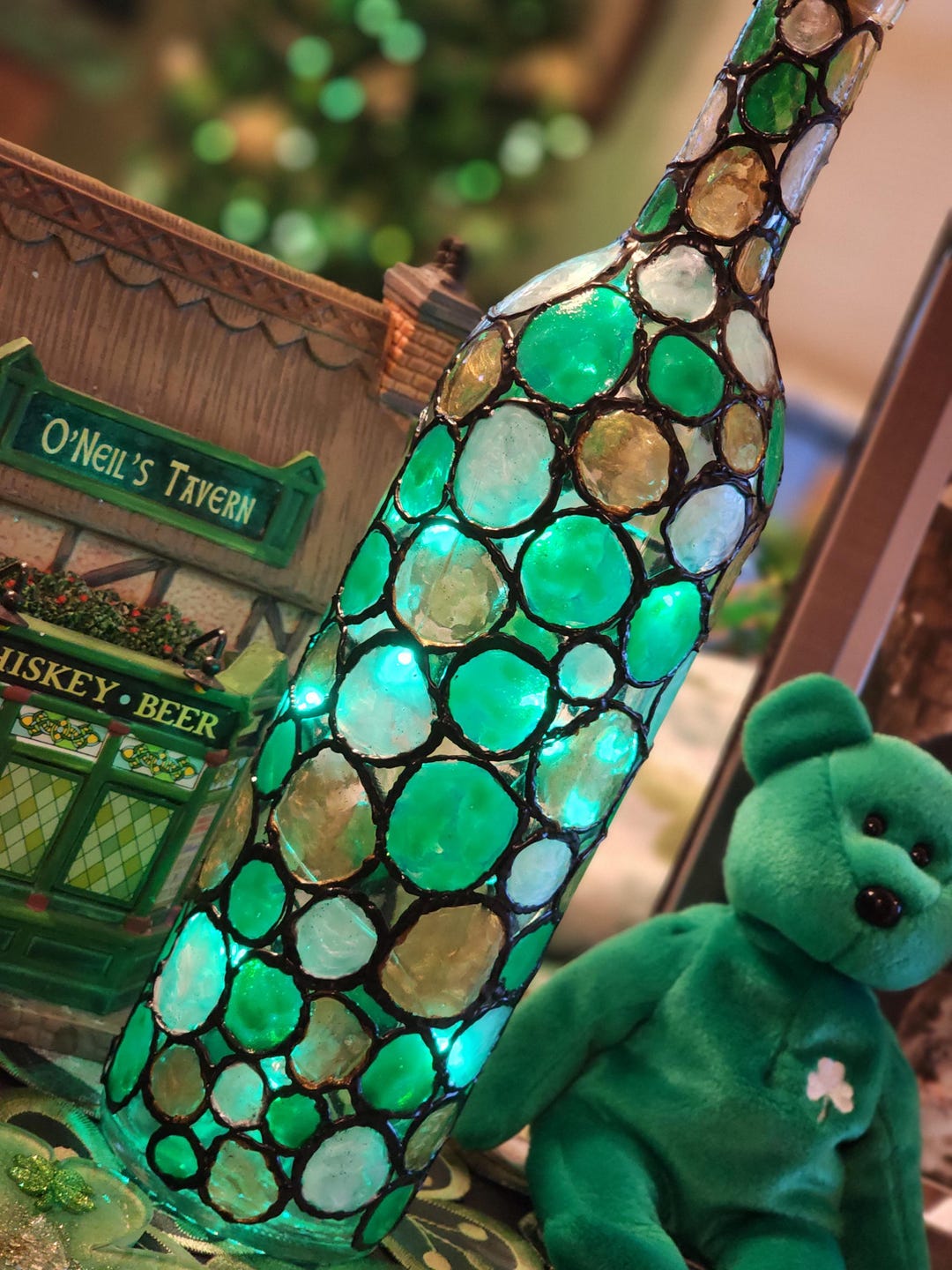 Hand Painted Lighted Wine Bottle - Etsy