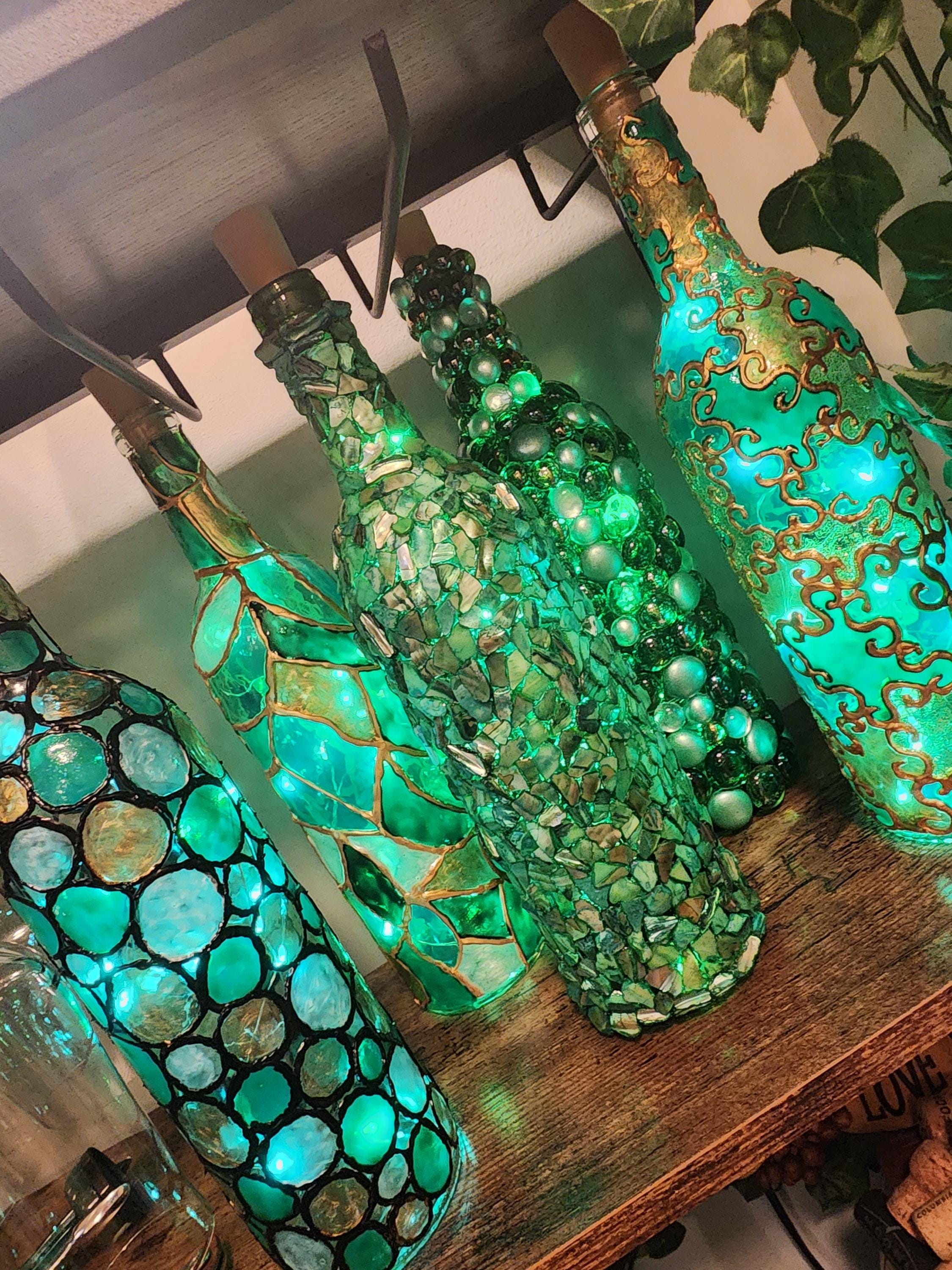 Hand Painted Lighted Wine Bottle - Etsy