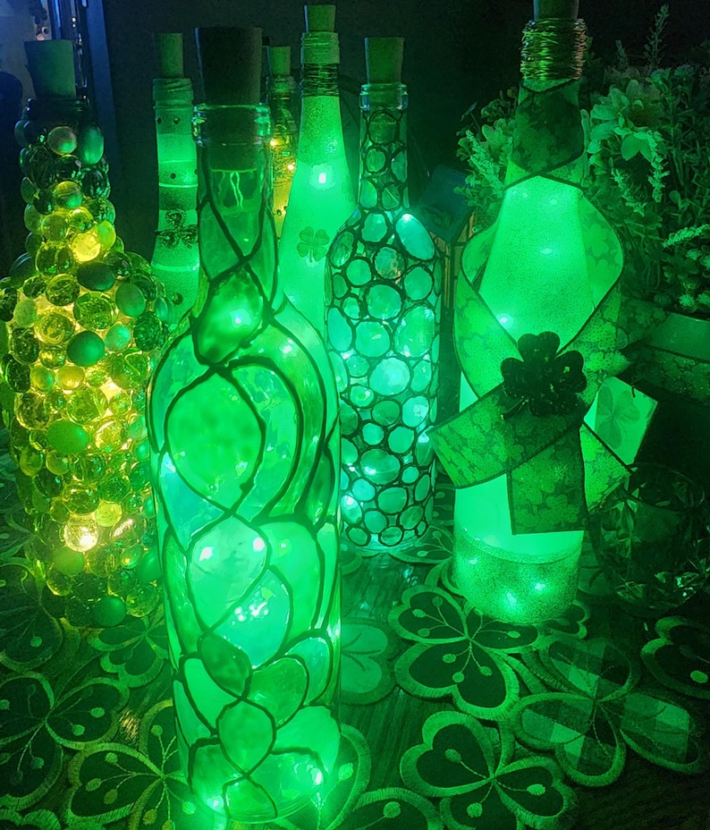 Hand Painted Lighted Wine Bottle - Etsy