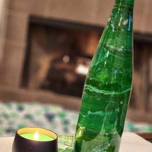 Green painted light up bottle