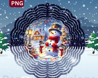 Snowman Wind Spinner PNG: Christmas light Garden Decor, Winter Scene(Digital Download), Christmas