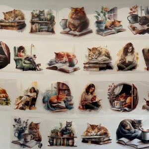 Nastro Washi PET da lettura con gatto 10 m