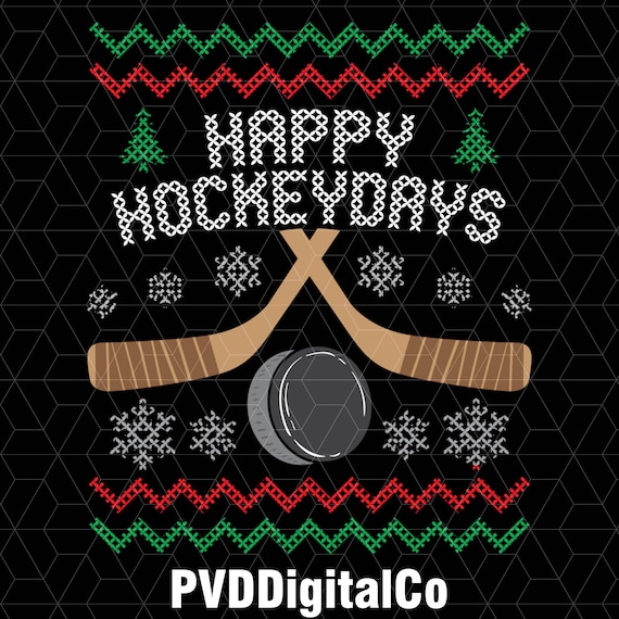 Happy Hockey Days Ugly Christmas Sweater Png, Christmas Ugly Sweater Png, Christmas Dog Png, Funny Christmas Png, Christmas Hockey Png