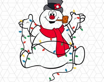 Frosty The Snowman Christmas Lights Portrait Png, Snowman Png, Christmas Xmas Png, Frosty Png, Christmas Lights Png, Xmas Lights Png