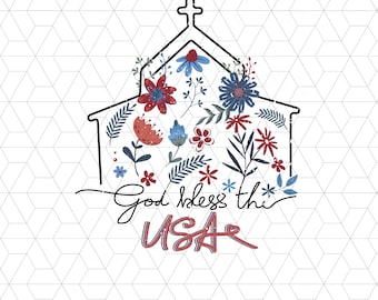 God Bless The USA Png, Christian America Png, 4th of July Png, Jesus USA Png, bible verse Png, USA Floral Png, America Flag Png, Jesus Png