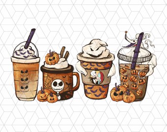 ナイトメアー・ビフォア・クリスマス PNG、ホラーフレンズ PNG、ナイトメアー・ビフォア・クリスマス コーヒー PNG、ハロウィン コーヒー PNG、クリスマス コーヒー PNG