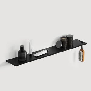 Long Floating Shelf with Hooks, Stylish Bathroom Accessories - Innovative & Modern Design, Shower shelf, Hidden mounting - ARETE technology