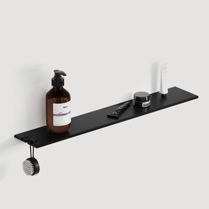 Long Floating Shelf with Hooks, Stylish Bathroom Accessories - Innovative & Modern Design, Shower shelf, Hidden mounting - ARETE technology