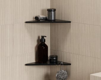 Set of 2 Luxe Aluminum Corner Shower Shelves with Hooks