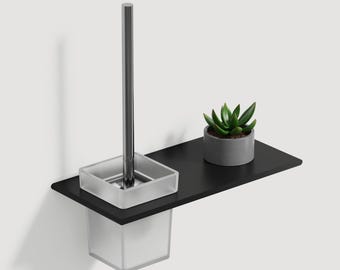 Moderner Wand Toilettenbürstenhalter mit Ablage: Badezimmerzubehör aus Aluminium