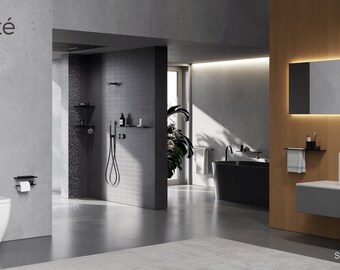 Mensola piccola con supporto a parete nascosto - Elegante contenitore galleggiante in alluminio, moderni accessori da bagno neri, regalo di inaugurazione della casa 7,87 pollici/20 cm - Italia