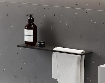 Modern flytande duschhylla med handdukshängare: Väggmonterad i aluminium