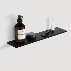 Stylish Aluminum Floating Shelf with Hidden Wall Mount, Black Shower Organizer, Sleek Bathroom Storage, Housewarming Gift 17,71 in/45cm