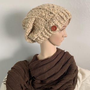 Handmade Hat - Crocheted Slouchy Beanie - Thick Baggy Winter Ski Hat