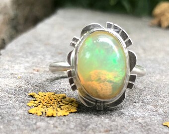 Opal Desert Blossom Ring in Silver - size 9