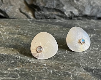 Asteroid Stud Earrings with Purple Blue Labradorites