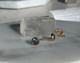 Labradorite and Gold Rainbow Stud Earrings