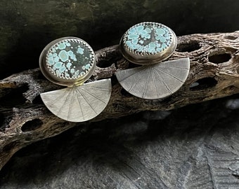 Hubei Turquoise Setting Sun Stud Earrings in Silver