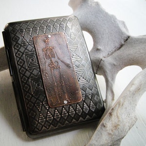 Skeleton Steampunk Etched Wallet / Cigarette Case in Tribal Pattern - Acid Bath Series