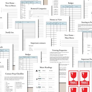 Moving House Organiser, Printable Planner, Checklist and Planner Digital Download