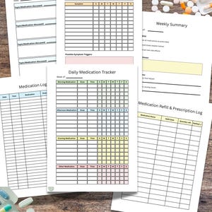 Registro de medicamentos y síntomas, notas de citas médicas (descarga digital)