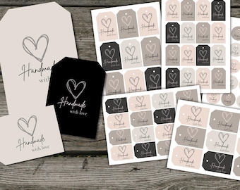 Handgemacht mit Liebe Printable Tags: Basteln, Handgemacht & Backwarenetiketten (Digitaler Download)