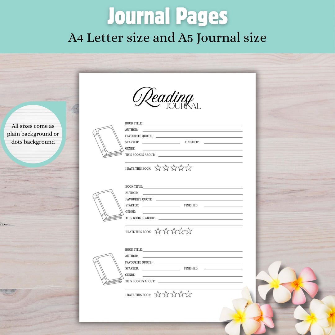 Reading Journal | Printable Book Log | Book List (A4, A5 PDF) - Etsy