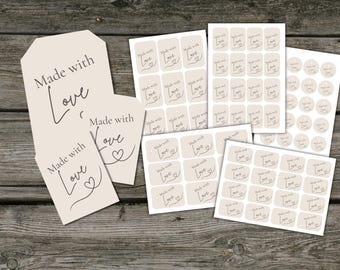 Handmade With Love Printable Tags: Craft & Baked Goods (Digital Download)