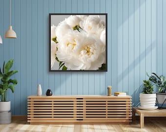 White Peonies Botanical Print: Floral Wall Art (Digital Download)